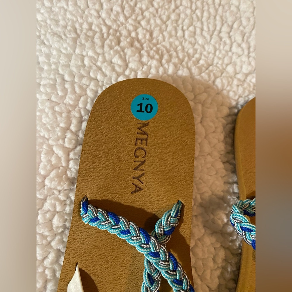 MEGNYA Blue and White Braided Sandals NWOT - Picture 3 of 8